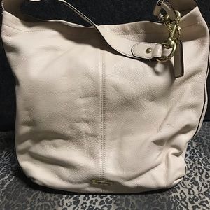 White leather coach purse